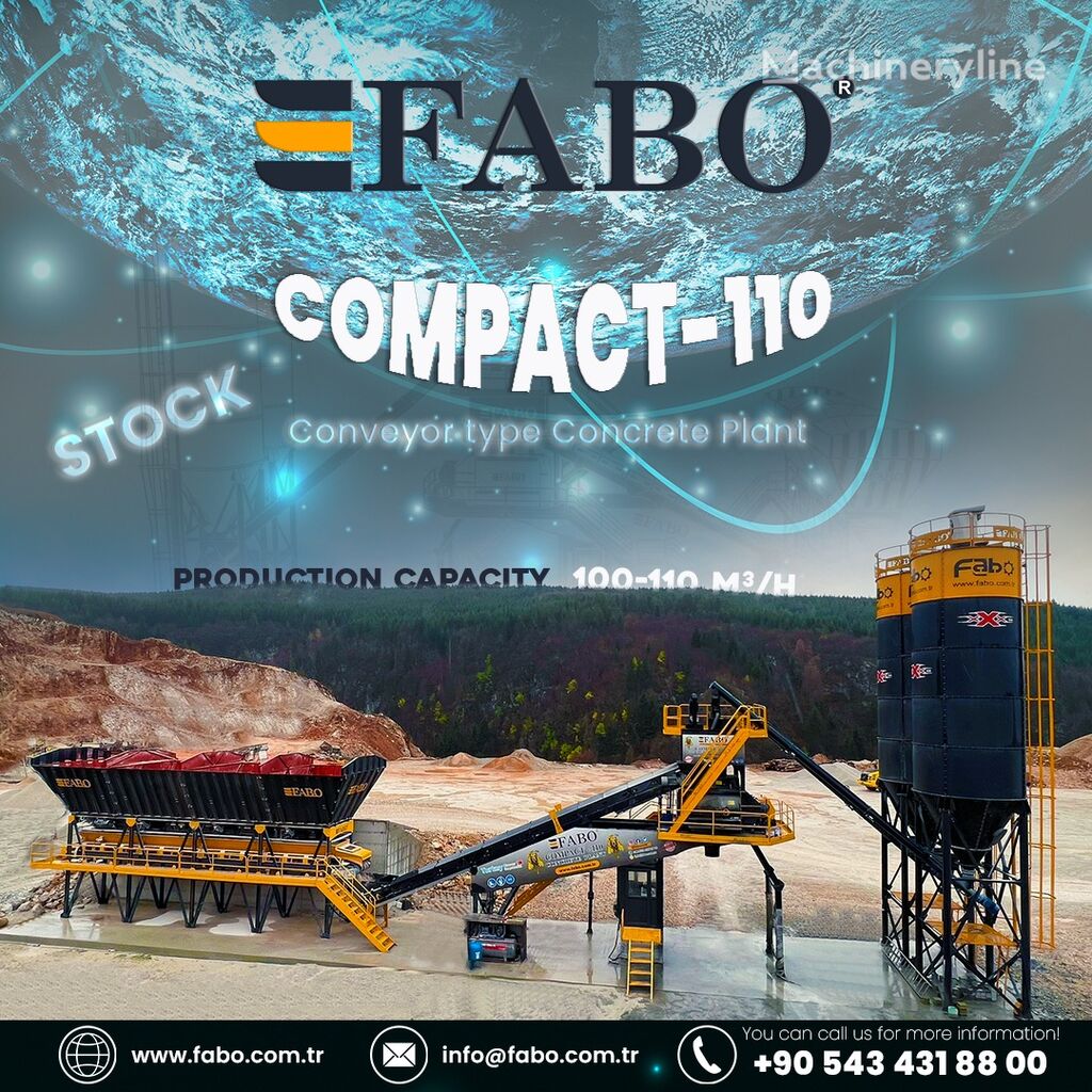 جديد ماكينة صناعة الخرسانة FABO  COMPACT-110 CONCRETE PLANT | CONVEYOR TYPE